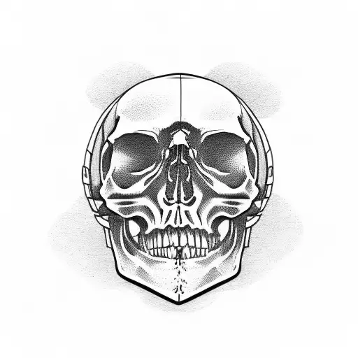 Skull Wearing A Motorcycle Helmet