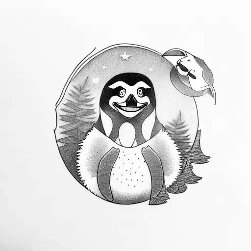 A Penguin And A Lazy Sloth In The Forest Smoking Weed