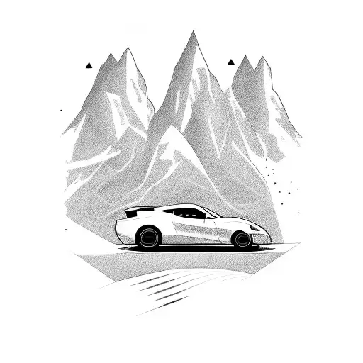 A Sleek Sports Car Racing Through A Mountainous Landscape
