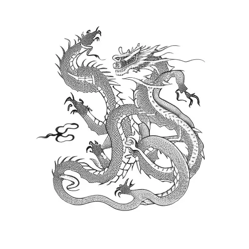 Dragon With Snake Making A Number 2 Shape