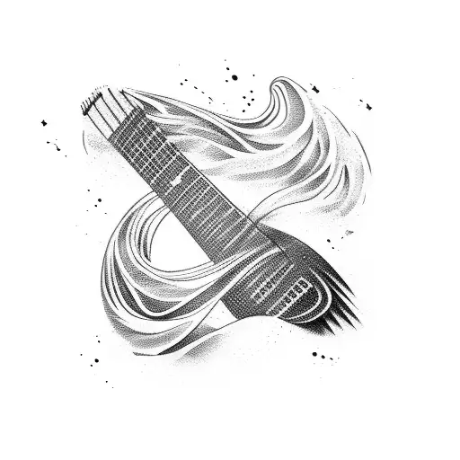 Guitar Strings Transforming Into Flowing River Waves