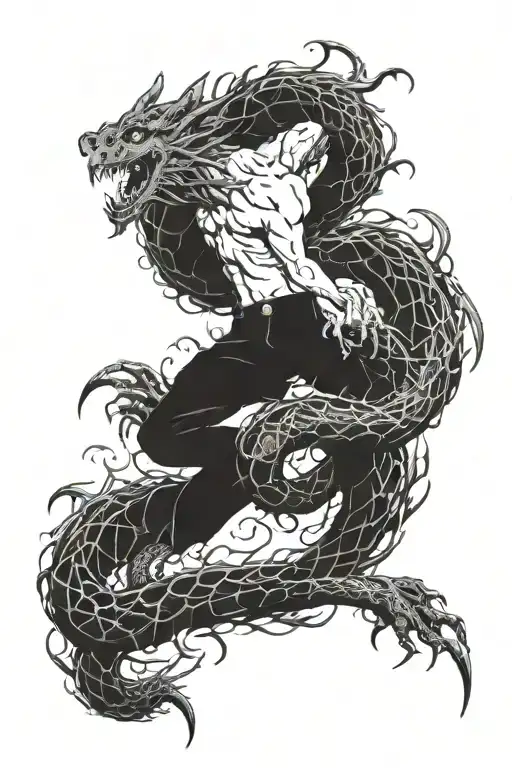 A Man Born From Tornado And Dragon Wrapped