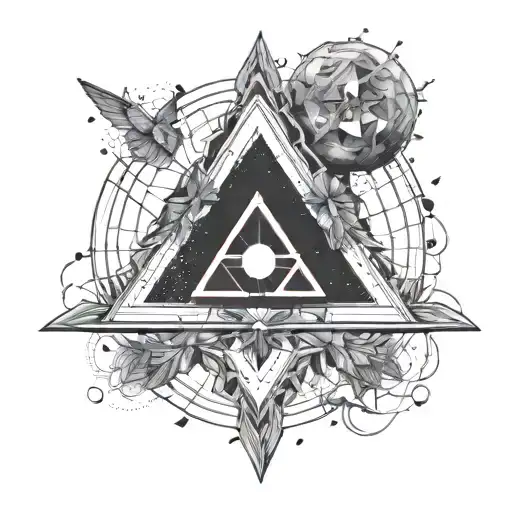 Incorporate The Thirty Seconds To Mars Triad Symbol Into A Celestial-themed Tattoo Design