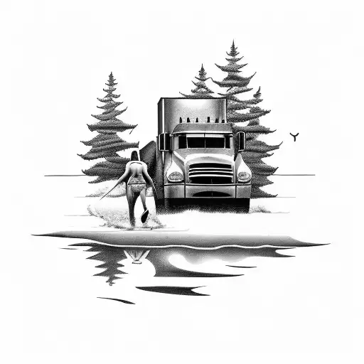 A Truck Driver Walking On Water With Jesus By His Side