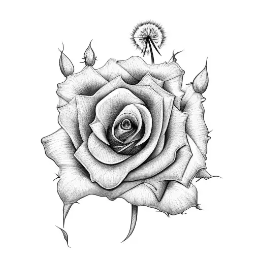Rose With A Dandelion