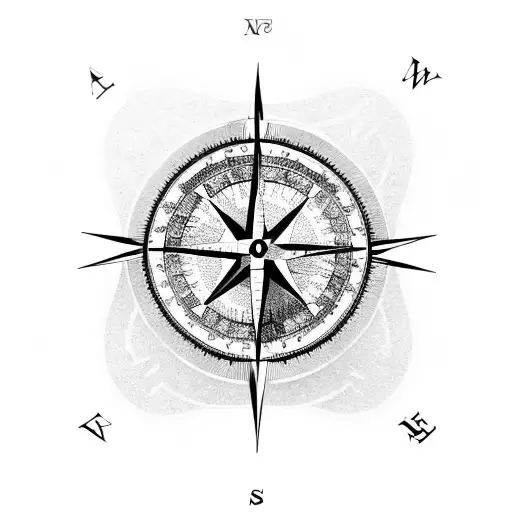 A Compass Rose With Each Initial Representing A Direction