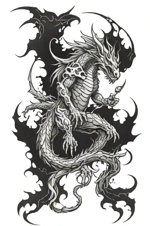 A Man Born From Tornado And Dragon Surrounded