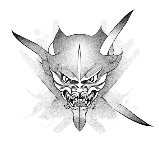 Dagger With Japanese Demon Instead Of Blade