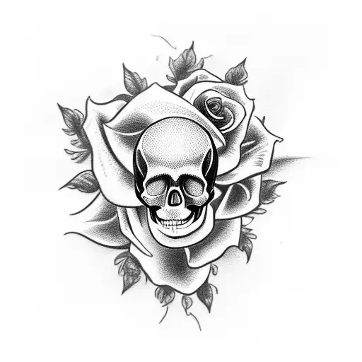Skull Hand Holding Roses