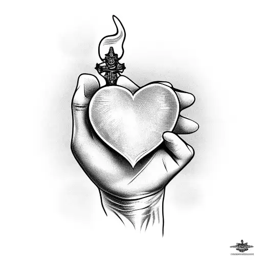 A Hand Holding A Heart With A Dagger Through It