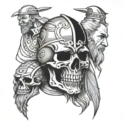 Viking And Cossack With A Skull Instead Of A Face