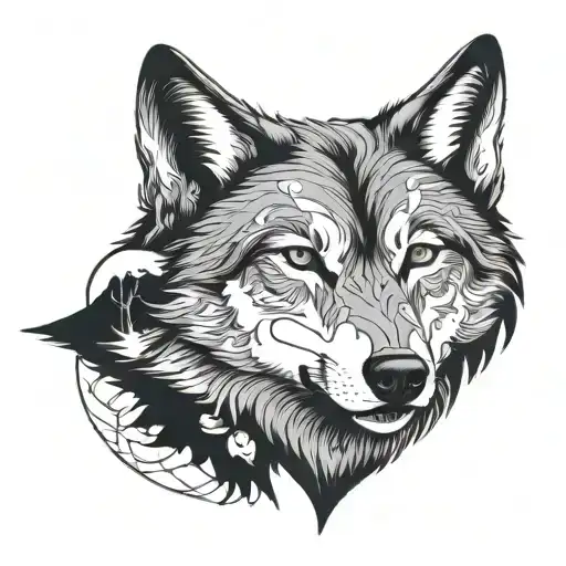 Wolf And Moon Surrounded