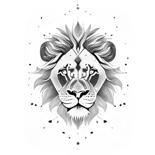 Minimalist Black And White Lion Head