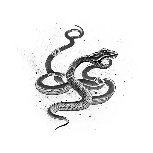 Snake Tattoo With Splatters Located At The Arm