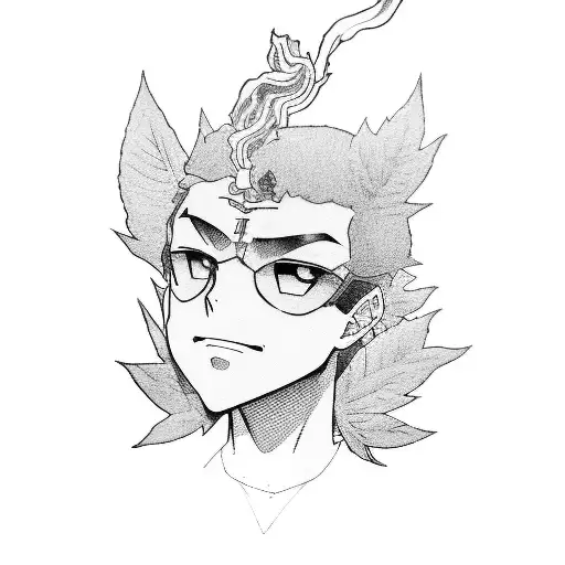 Anime Character Smoking A Weed Leaf