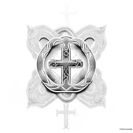 Christian Cross With Snake