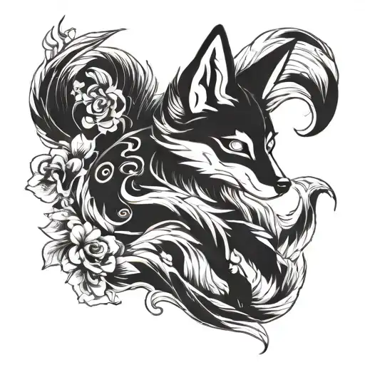 Full-length Kitsune With 5 Tails Fox