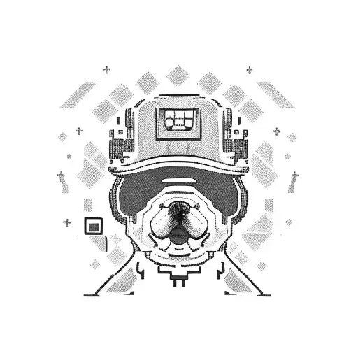 A Pixelated Dog Wearing A Construction Hat And Holding A Gaming Controller