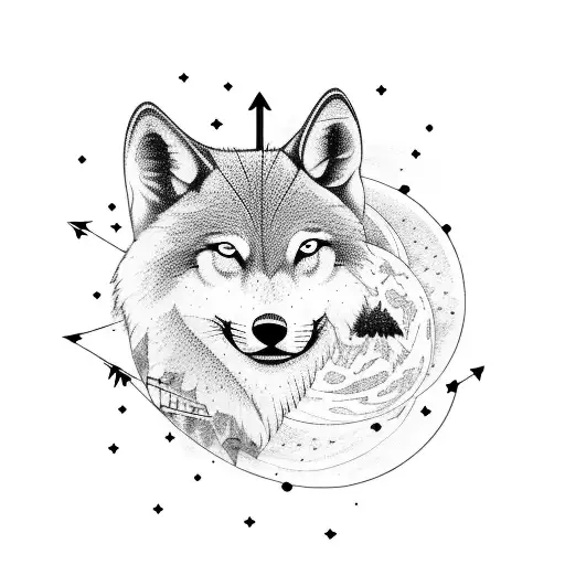 Cannis Major Constellation Inside A Wolf Howling