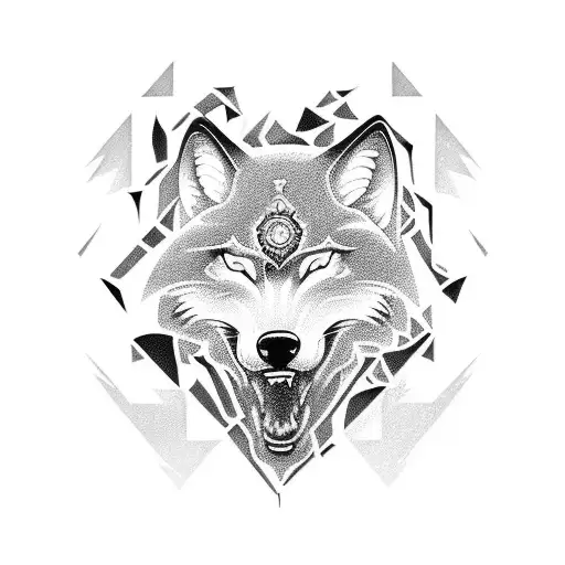 A Fierce Blackwork Tattoo Of A Wolf Playing Soccer