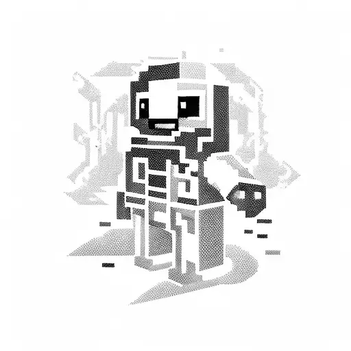 A Pixelated Video Game Character Surrounded By Iconic Symbols From Different Games