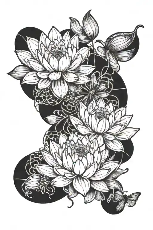 Chrysanthemum And Lotus Flower Together