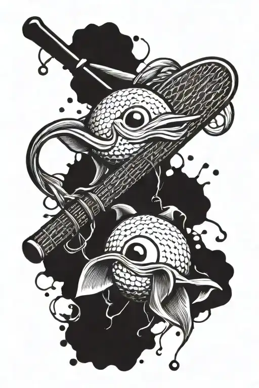 Fishing Poles Around A Baseball Bat