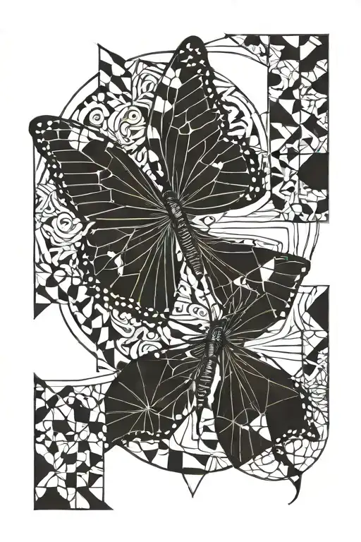 Masculine And Modern Geometric Butterly With The Date 09-29-1976