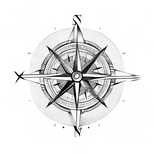 Compass With Arrow And Abstract Vines