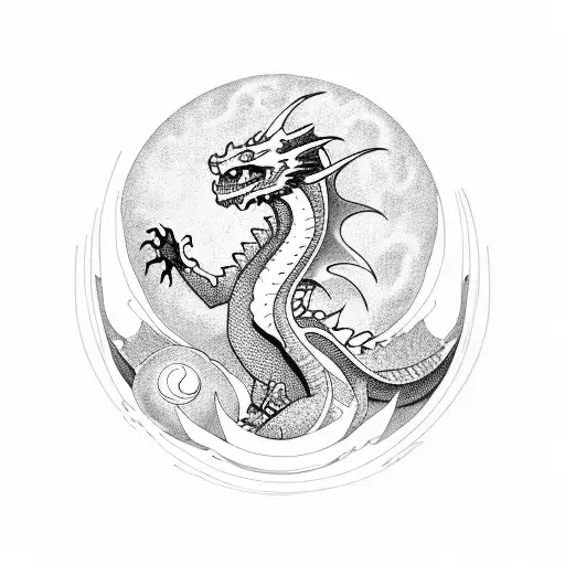 Dragon With The Phases Of The Moon