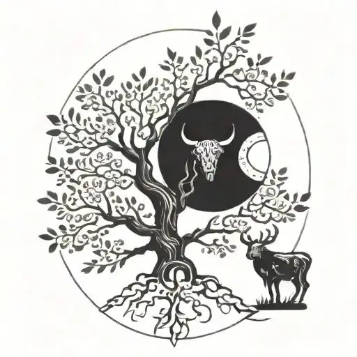 Tree And Taurus Zodiac Symbol And Healing And Book
