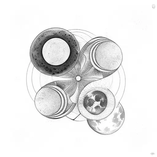 Three Moon Phases With Spirals