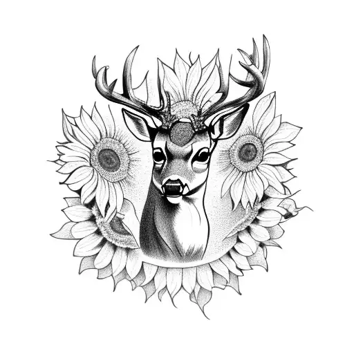 Deer And Sunflower
