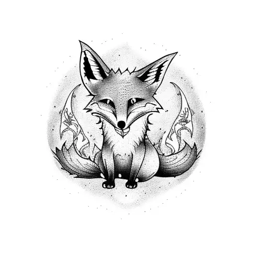 A Cocktail Glass With A Fox And A Dragon Sitting On The Rim