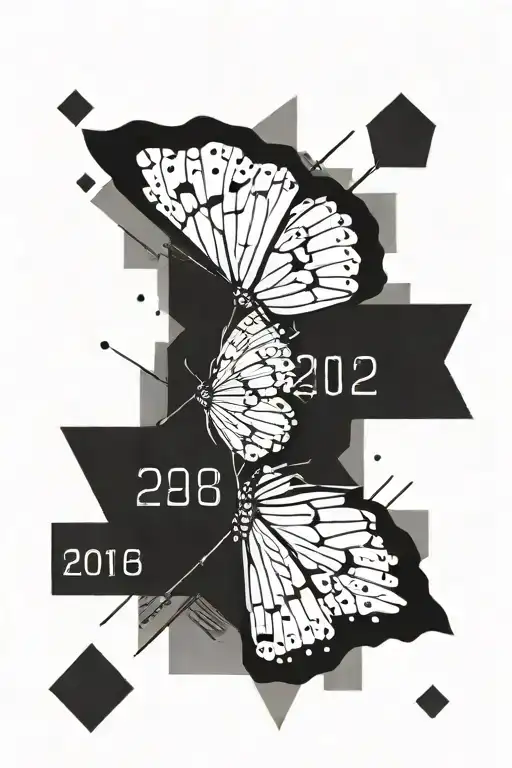 Masculine And Modern Geometric Butterly With The Date 09 29 1976