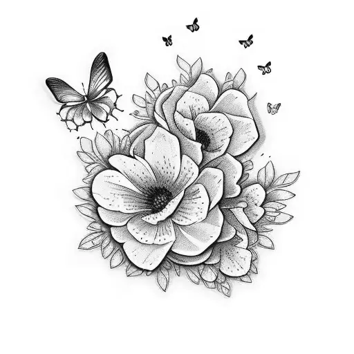 Delicate Floral Butterfly Silhouette