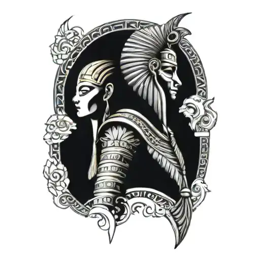 Egyptian God On Shoulder And Cleopatra Pretty Down On Forearm Fill Sleeve