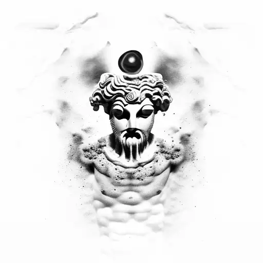 Ancient Greek Statue With Black Liquid Pouring Out Of Eyes Upwards