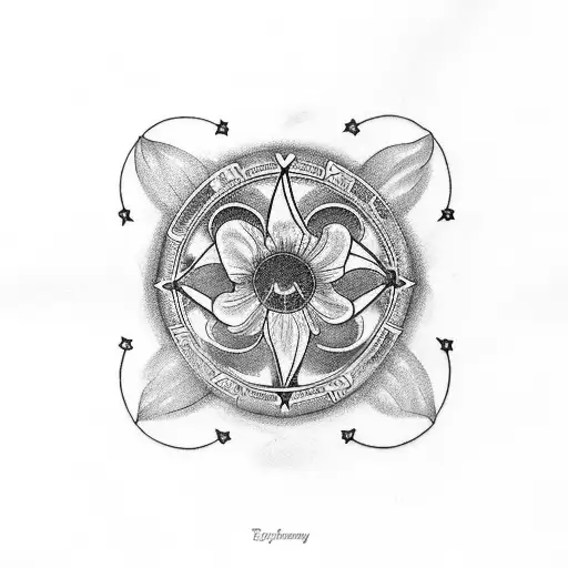 Viola Flower And Primrose With Pisces Symbol With Written Dates Febuary 22 And Febuary 25