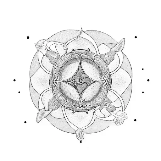 Viola Flower And Primrose With Pisces Symbol Incorparating Dates Febuary 22 And Febuary 25