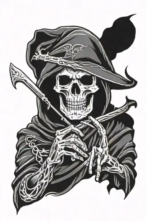 Grim Reaper Smoking A Joint And Hold A Scythe