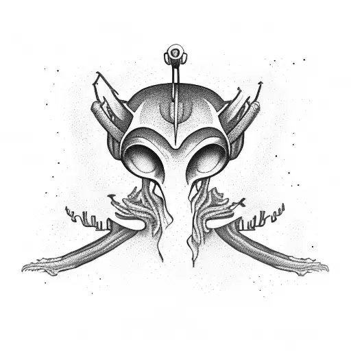 An Alien Wearing A Hoodie Exploring A Mystical Forest