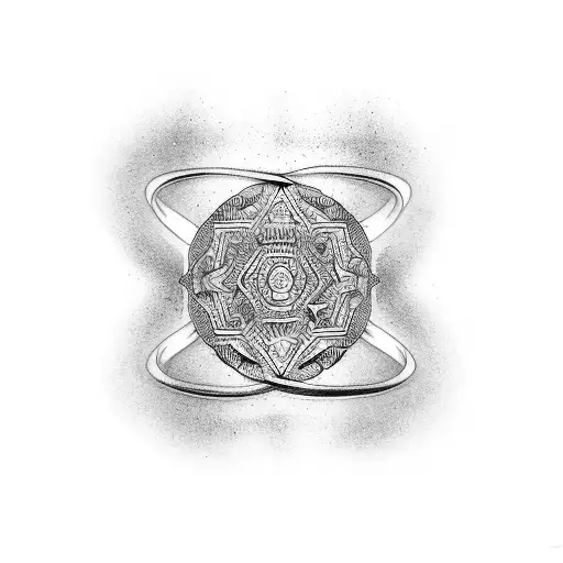 Ring Of Artistic Maze Tattoo Around The Arm