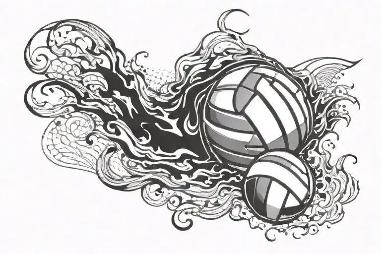 Volleyball With Fire Element Like A Fireball That Shoot Forward