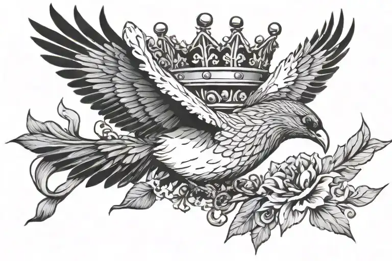 Crown Toko Bird Flying