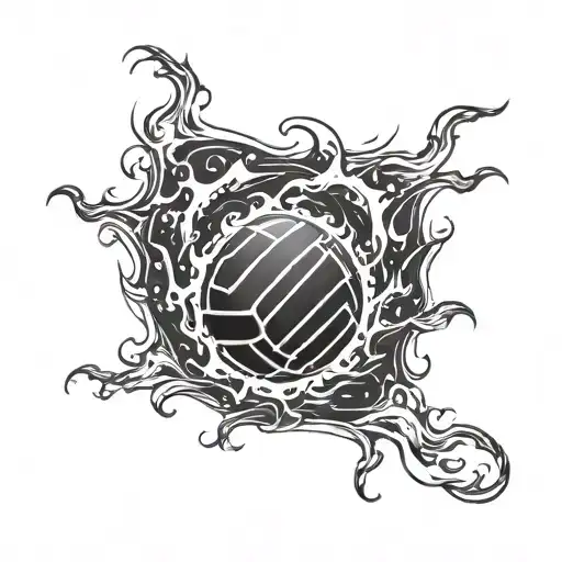 Volleyball With Fire Element Like A Fireball