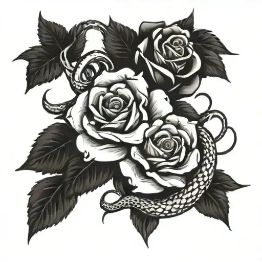 Roses With Snake Intertwined