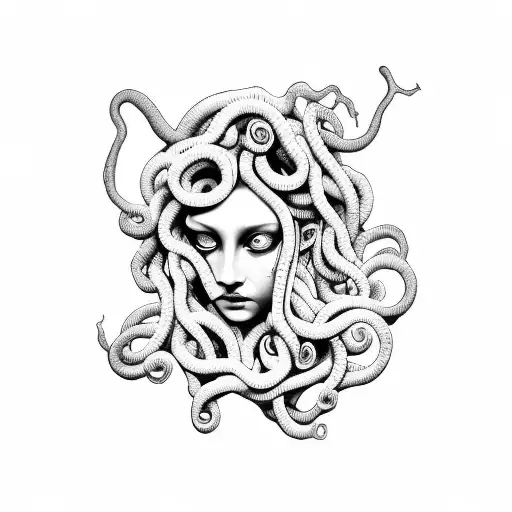 Medusa With Empty Eyes And Tears