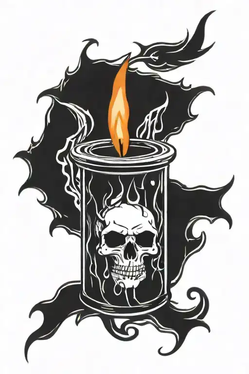 Goth Style Candle Tattoo With Calcifer As The Flame