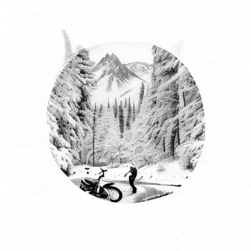 A Dirt Bike Trail Winding Through A Snowy Mountain Landscape